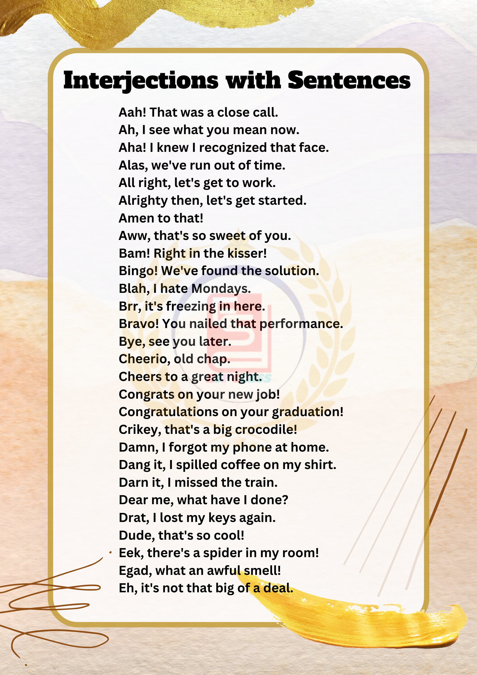 Heli Interjection List of Interjections - ESP