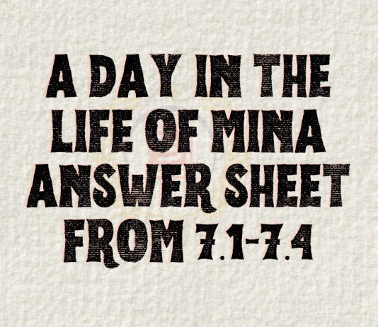 A Day in the Life of Mina Answer Sheet