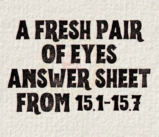 A Fresh Pair of Eyes Answer Sheet