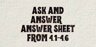 Ask and Answer Answer Sheet