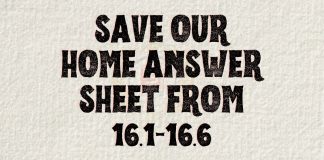 Save Our Home Answer Sheet