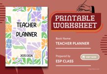 Teacher Planner Worksheet 2025–2026 Teacher planner